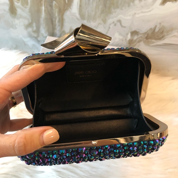 Jimmy Choo Madeline Blue Crystal Cloud Clutch - Picture 5 of 8